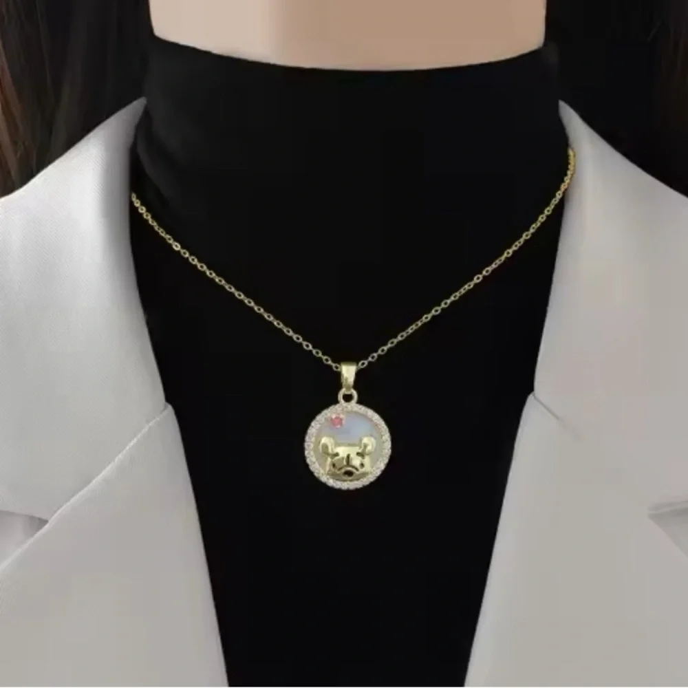 14K Gold Disney Winnie The Pooh “Peek A Boo Pooh” Necklace With Diamond Accent